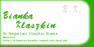 bianka klaszkin business card